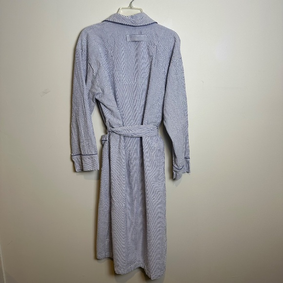 NAUTICA Men's Seersucker Cotton Robe, Blue White | Sz L/XL - Picture 6 of 6